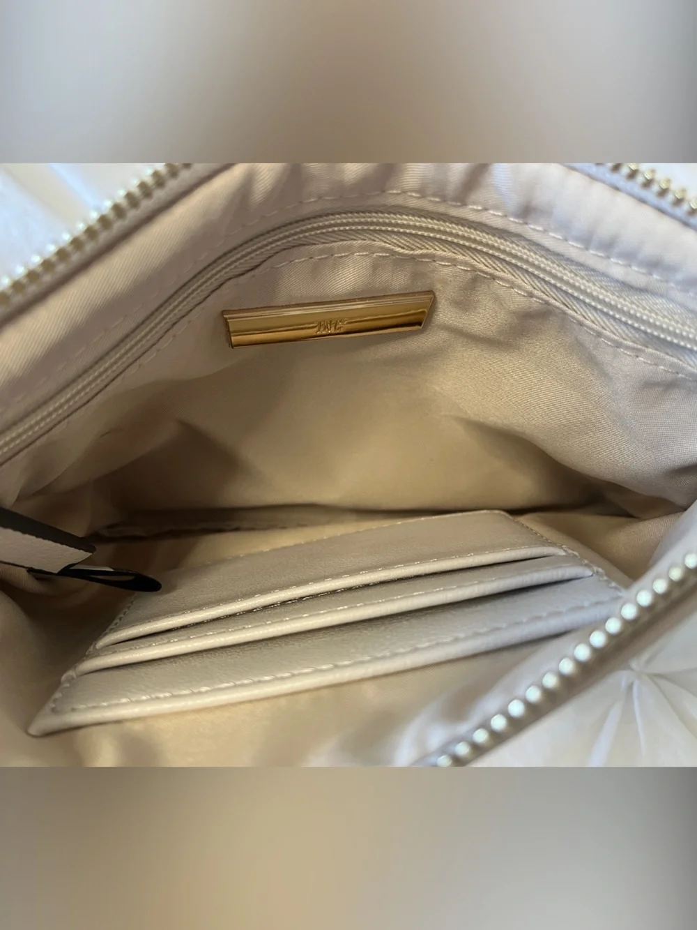 INC International Concepts Cream Crossbody with Gold Ring Handle